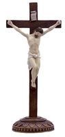Veronese standing Crucifix in fully hand-painted color, 13.75"