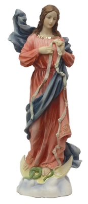 Mary Our Untier/Undoer of Knots Statue, Hand-Painted in full color, 12"