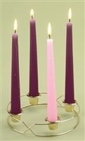 6.5" Metal Advent Wreath with 4 8" Candles, 6.5" Diameter, Metal/wax, Box