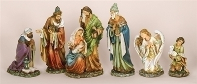 6 pc Nativity Statues w/Angel and Shepherd, 16 in.