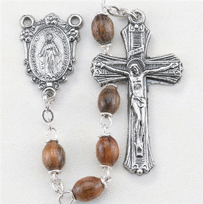 7mm Oval Genuine Walnut Beads Rosary