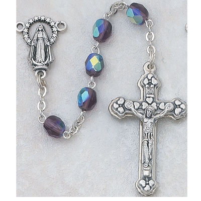 02 FEBRUARY ROSARY 6MM AURORA BOREALIS DARK AMETHYST