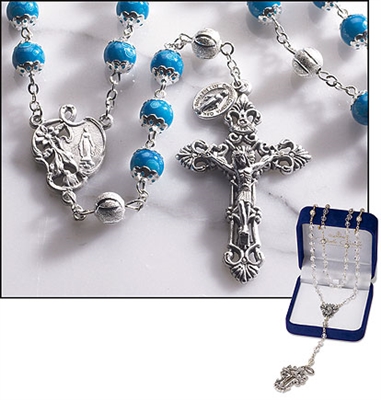 8mm Light Blue Rosary