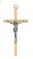 4" Brass Crucifix with Silver Corpus