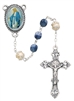 6MM BLUE/PEARL ROSARY