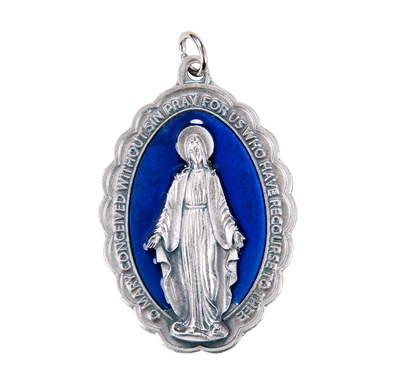 2.25" Blue Enameled Miraculous Medal