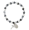 Hematite Heart with Pearl Miraculous Stretch Bracelet