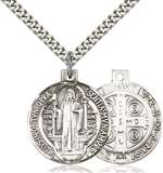 0027BSS/24S <br/>Sterling Silver St. Benedict Pendant