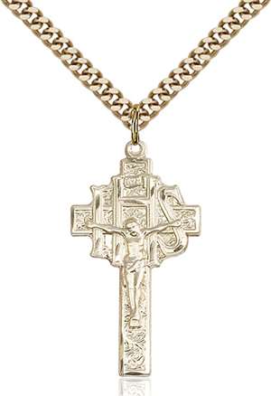 0099GF/24G <br/>Gold Filled Crucifix-IHS Pendant
