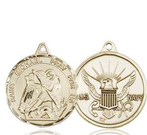 0201KT6 <br/>14kt Gold St. Michael Medal
