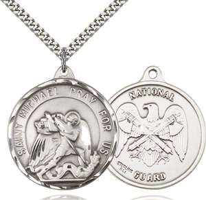 0201SS5/24S <br/>Sterling Silver St. Michael / Nat'l Guard Pendant