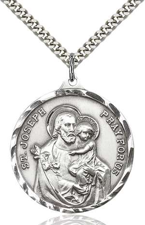 0203KSS/24S <br/>Sterling Silver St. Joseph Pendant