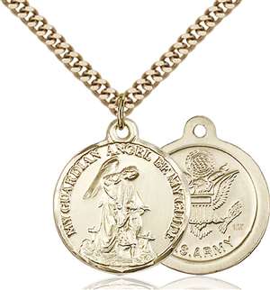 0341GF2/24G <br/>Gold Filled Guardian Angel / Army Pendant