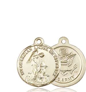 0341KT2 <br/>14kt Gold Guardian Angel / Army Medal