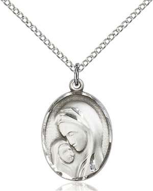 0447SS/18SS <br/>Sterling Silver Madonna & Child Pendant