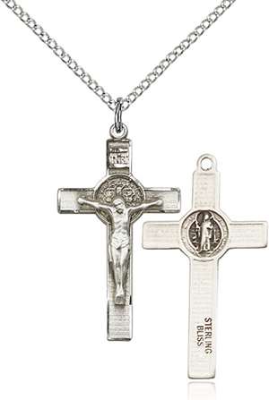 0625SS/18SS <br/>Sterling Silver St. Benedict Crucifix Pendant
