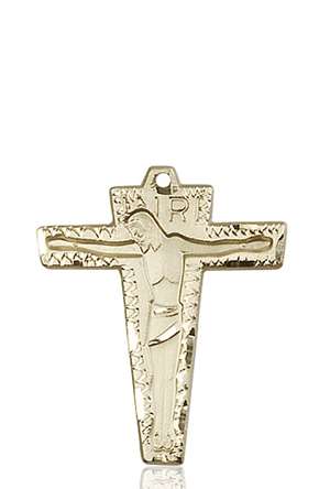 0661KT <br/>14kt Gold Primative Crucifix Medal