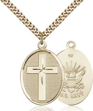 0783GF6/24G <br/>Gold Filled Cross / Navy Pendant