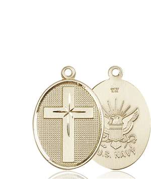 0783KT6 <br/>14kt Gold Cross / Navy Medal