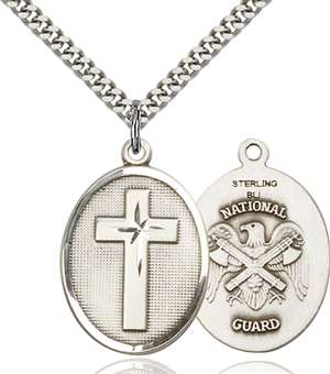 0783SS5/24S <br/>Sterling Silver Cross / National Guard Pendant