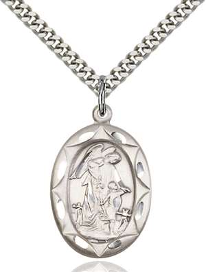 0801ESS/24S <br/>Sterling Silver Guardian Angel Pendant