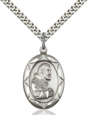 0801PISS/24S <br/>Sterling Silver St. Pio of Pietrelcina Pendant