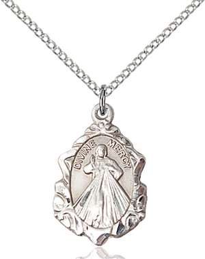 0822DMSS/18SS <br/>Sterling Silver Divine Mercy Pendant