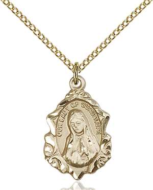 0822FGF/18GF <br/>Gold Filled O/L of Guadalupe Pendant