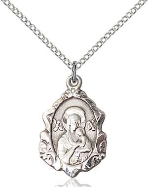 0822HSS/18SS <br/>Sterling Silver O/L of Perpetual Help Pendant