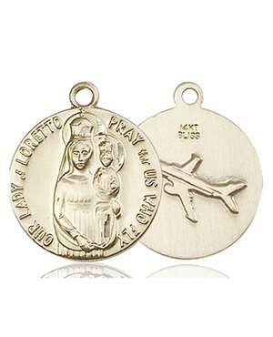 0826KT <br/>14kt Gold O/L of Loretto Medal