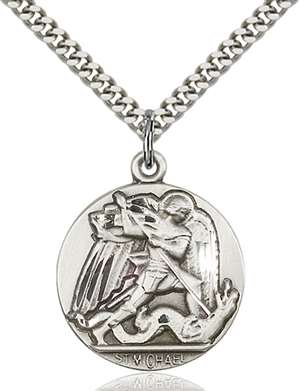 0840SS/24S <br/>Sterling Silver St. Michael the Archangel Pendant