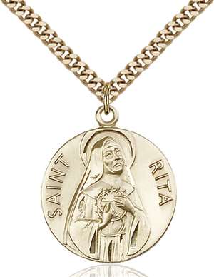 0870GF/24G <br/>Gold Filled St. Rita of Cascia Pendant