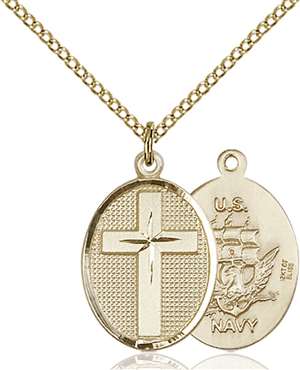 0883GF6/18GF <br/>Gold Filled Cross / Navy Pendant