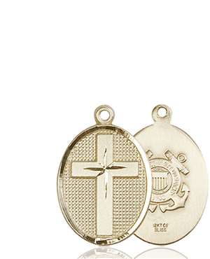 0883KT3 <br/>14kt Gold Cross / Coast Guard Medal