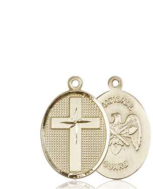 0883KT5 <br/>14kt Gold Cross / National Guard Medal