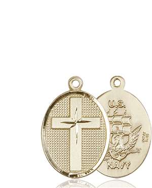 0883KT6 <br/>14kt Gold Cross / Navy Medal