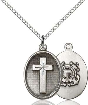 0883SS3/18SS <br/>Sterling Silver Cross / Coast Guard Pendant