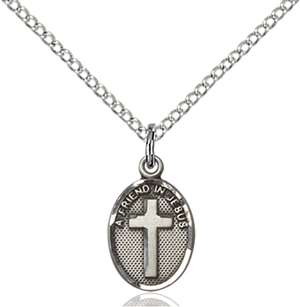 0981SS/18SS <br/>Sterling Silver Friend In Jesus Cross Pendant