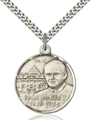 1013SS/24S <br/>Sterling Silver St. John Paul II Pendant