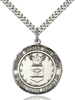 1182SS1/24S <br/>Sterling Silver AIR FORCE/ST. CHRISTOPHER Pendant