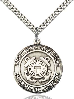 1182SS3/24S <br/>Sterling Silver COAST GUARD/ST. CHRISTOPHER Pendant