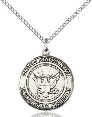 1183SS6/18SS <br/>Sterling Silver NAVY/ST. CHRISTOPHER Pendant