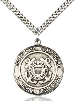 1184SS3/24S <br/>Sterling Silver COAST GUARD/ST. MICHAEL Pendant