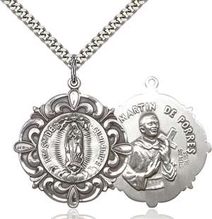1197SS/24S <br/>Sterling Silver O/L of Guadalupe / Martin de Porre
