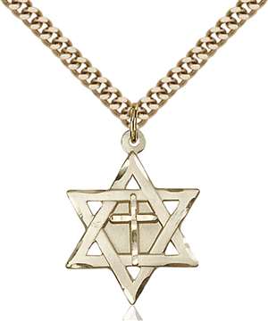 1210YGF/24G <br/>Gold Filled Star of David W/ Cross Pendant