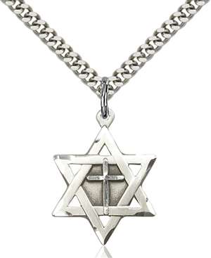 1210YSS/24S <br/>Sterling Silver Star of David W/ Cross Pendant