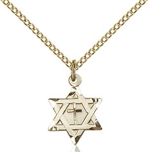 1211YGF/18GF <br/>Gold Filled Star of David W/ Cross Pendant