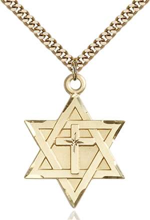 1212YGF/24G <br/>Gold Filled Star of David W/ Cross Pendant