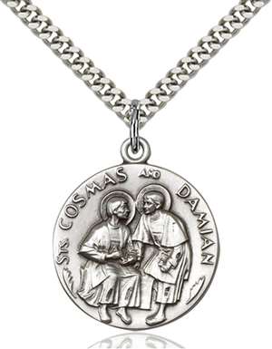 1368SS/24S <br/>Sterling Silver Sts. Cosmos & Damian Pendant