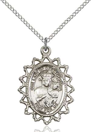 1619CZSS/18SS <br/>Sterling Silver O/L of Czestochowa Pendant